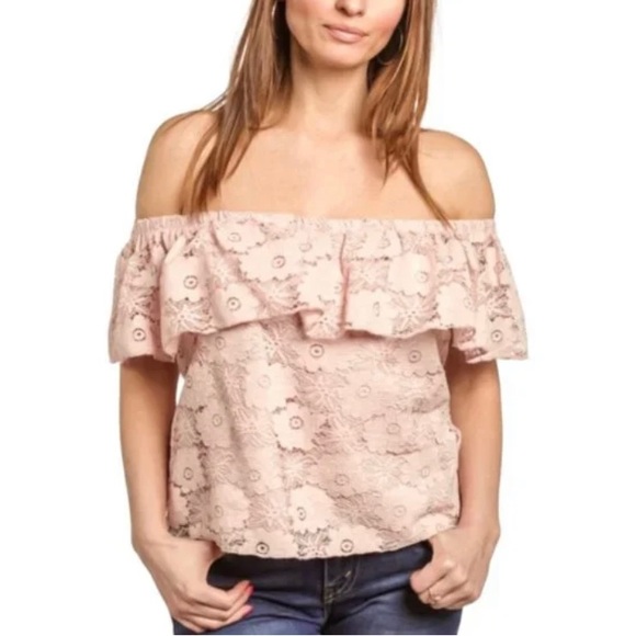 New - Jack by BB Dakota Lace Off-The-Shoulder Top - Picture 2 of 6